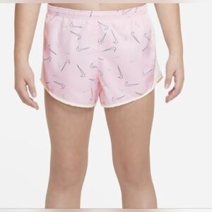 Nike Girls Dri Fit Tempo Pink Yellow Running Shorts SZ L NEW